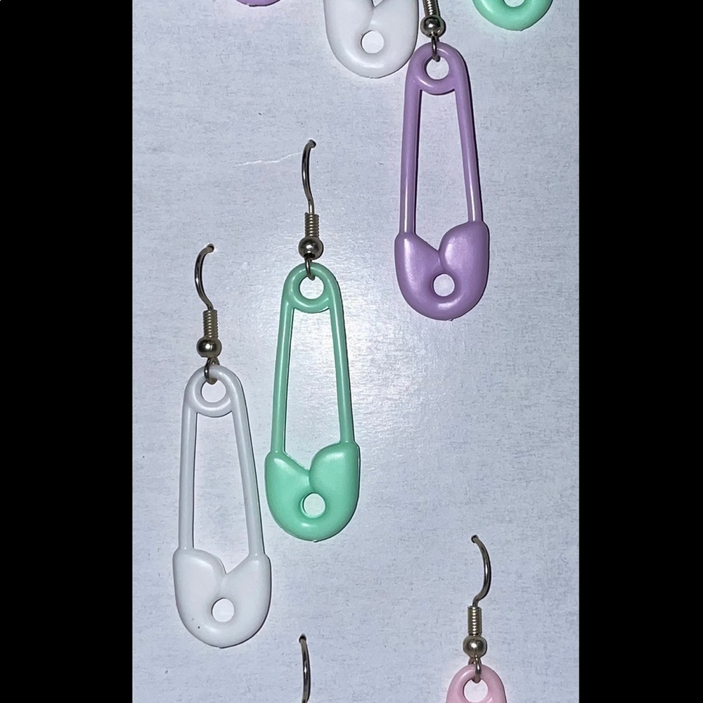 Fun Safety Pin Dangle Earrings